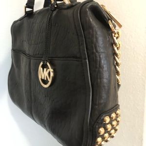 Michael Kors Shelley Studded Black Leather Handbag
